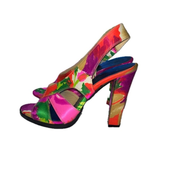 Balenciaga Paris Multicolor Satin Slingback OpenToe Sandals EU39.5 US9 - Picture 2 of 13